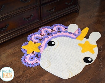 CROCHET PATTERN Sophia the Starry Unicorn Rug PDF Crochet Pattern with Instant Download