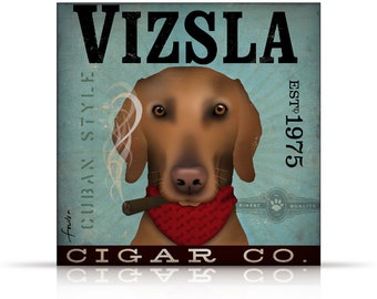 Vizsla Cigar company illustration artwork on gallery wrapped canvas by stephen fowler