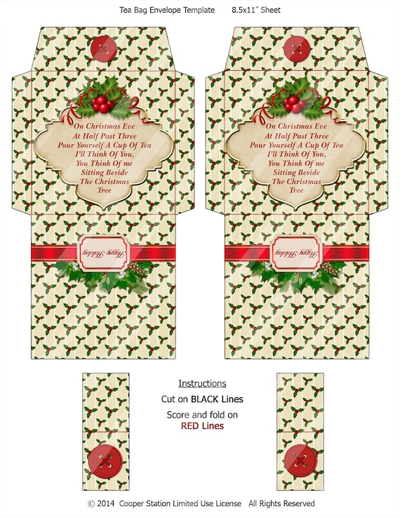 Digital Printable Christmas Tea Bag Envelope 004 Tea Bag Digital Printable Christmas Tea Bag Envelope 004 Tea Bag