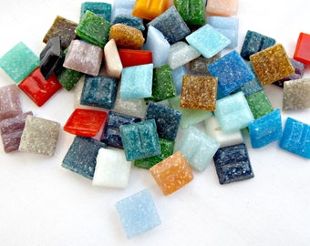 10mm Mosaic Tiles, 100 Mixed Tiles, Glass Mosaic Tiles, Mixed Colors, Mosaic Art, Craft Tiles, Mosaic Supplies, Craft Supplies, UK Seller