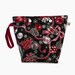 Medium Snap Pouch Black, Red and Silver Ornaments and Bells Flat Bottom Wedge Snap Yarn Project Storage Pouch S459