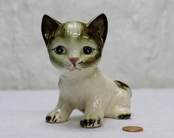 Adorable Vintage Japan Cat Figurine with Pink Nose