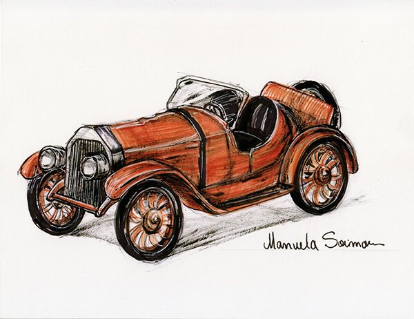 Classic Car Ford 1920s Original Art Print FREE Classic Car Ford 1920s Original Art Print FREE