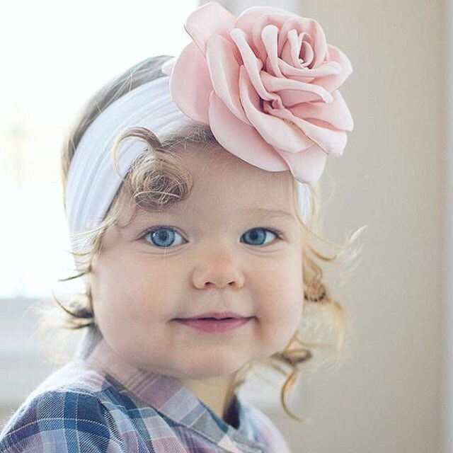 Big rose flower baby headwrap pink toddler bow oversized kid
