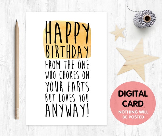 PRINTABLE birthday card funny birthday card digital download fart birthday card printable birthday card instant download boyfriend