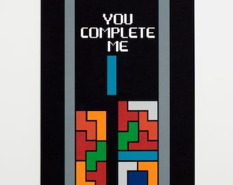 You Complete Me - Tetris Love Greeting Card - FREE SHIPPING