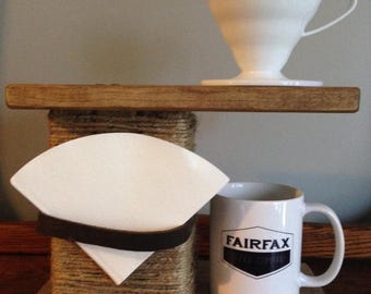 Wood Coffee Pourover Stand with Leather Filter Holder (Hario V60 & Kalita Wave Drippers)