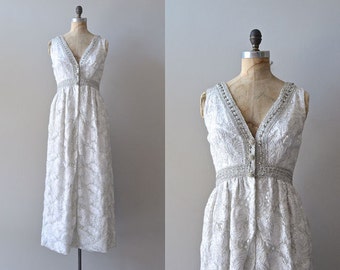 1960s wedding dress // silver 60s gown // Bonwit Teller gown // boho wedding dress