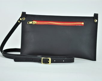 Black Oil Tanned Leather Pouch
