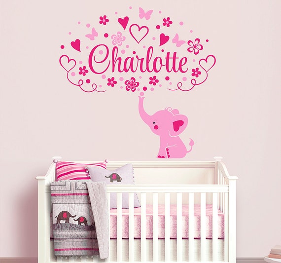 elephant custom name personalized initial wall decal sticker