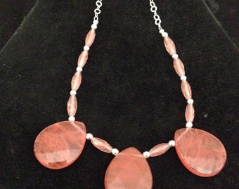 925 Silver and cherry quartz necklace