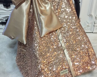 Rose Gold / CAR SEAT COVER / car seat canopy / nursing cover / carseat cover / carseat canopy / ooak / sequin / infant car seat cover / gold