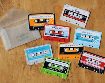 Cassette sticker set, with mixed tape labels