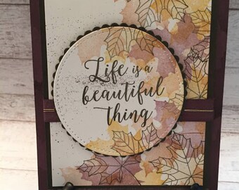 Friendship Card, Thanksgiving Card, Handmade Greeting Card, Any Occasion Card, Autumn Leaves, Stampin' Up! Colorful Seasons