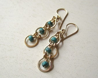 Green jasper light swingy earrings on gold filled findings
