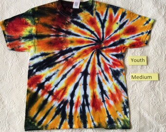 Youth Medium Multi-Color Spiral Short Sleeve Tie Dye T-Shirt