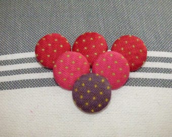 SET OF 6 BUTTONS IN 3 DIFFERENT COLORS COTTON