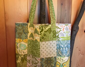 Patchwork Market Tote, Quilted Market Tote, Quilted Shopping Bag, Market Tote, Grocery Bag