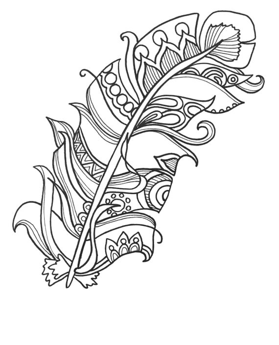 10 Fun and Funky Feather ColoringPages Original Art Coloring