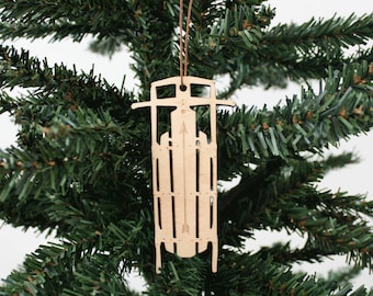 Sled Ornament | Wood Ornament | Holiday Decoration | Holiday Ornament | Christmas Ornament | Home Decor | Sled | Made in Maine
