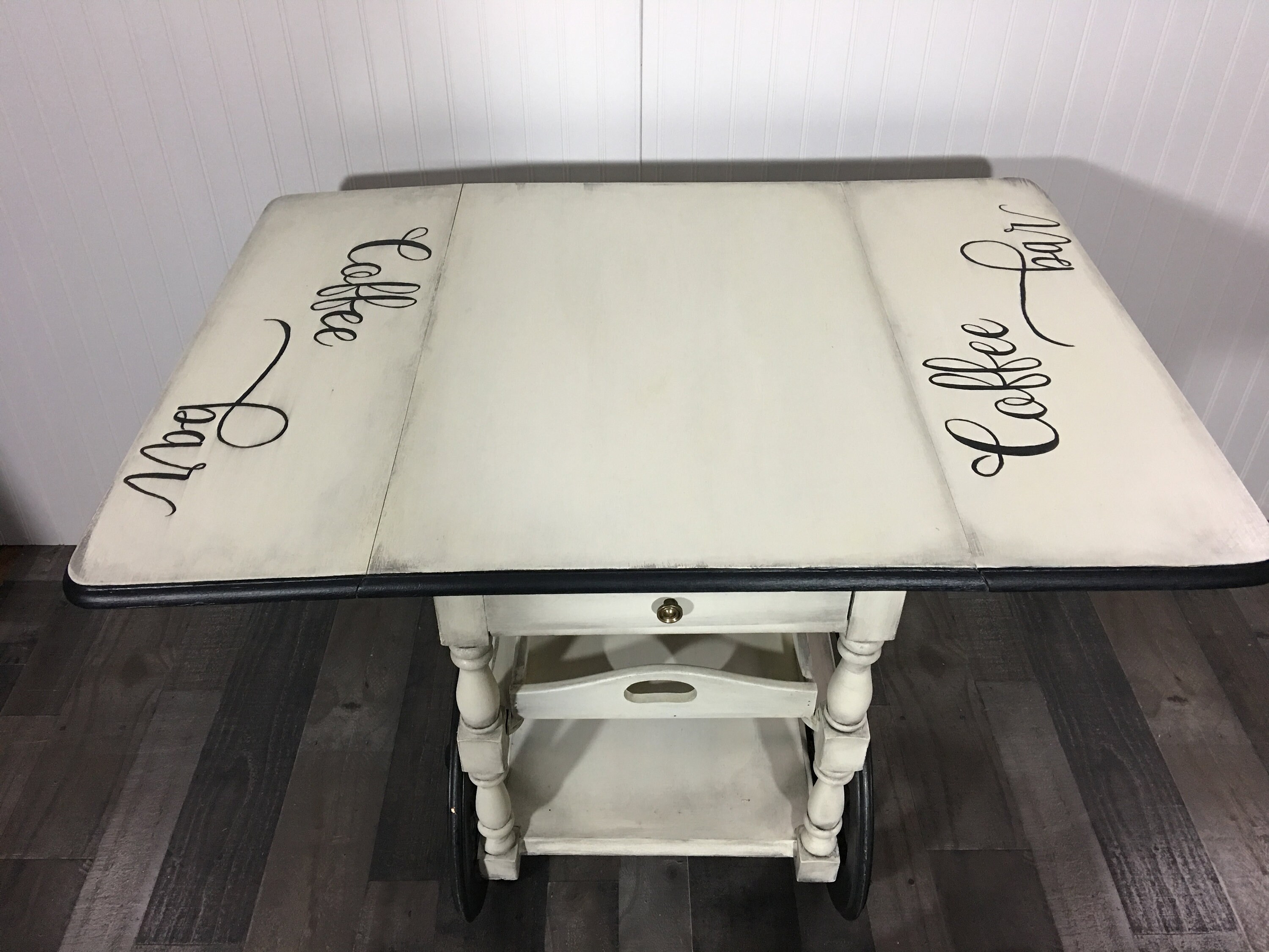 SOLD Vintage Custom Painted Coffee Bar FARMHOUSE RUSTIC