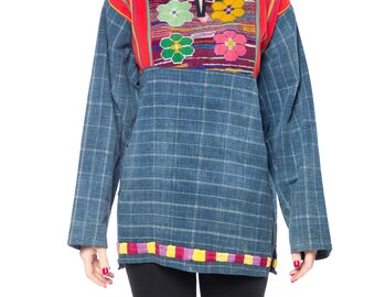 Morphew Lab Indigo Top With Floral Embroidery Size: 8