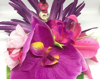 Tropical Orchid Skull hair flower