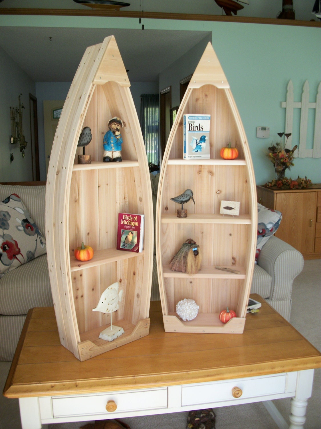 4 foot unfinished row boat shelf bookcase bookshelf hand