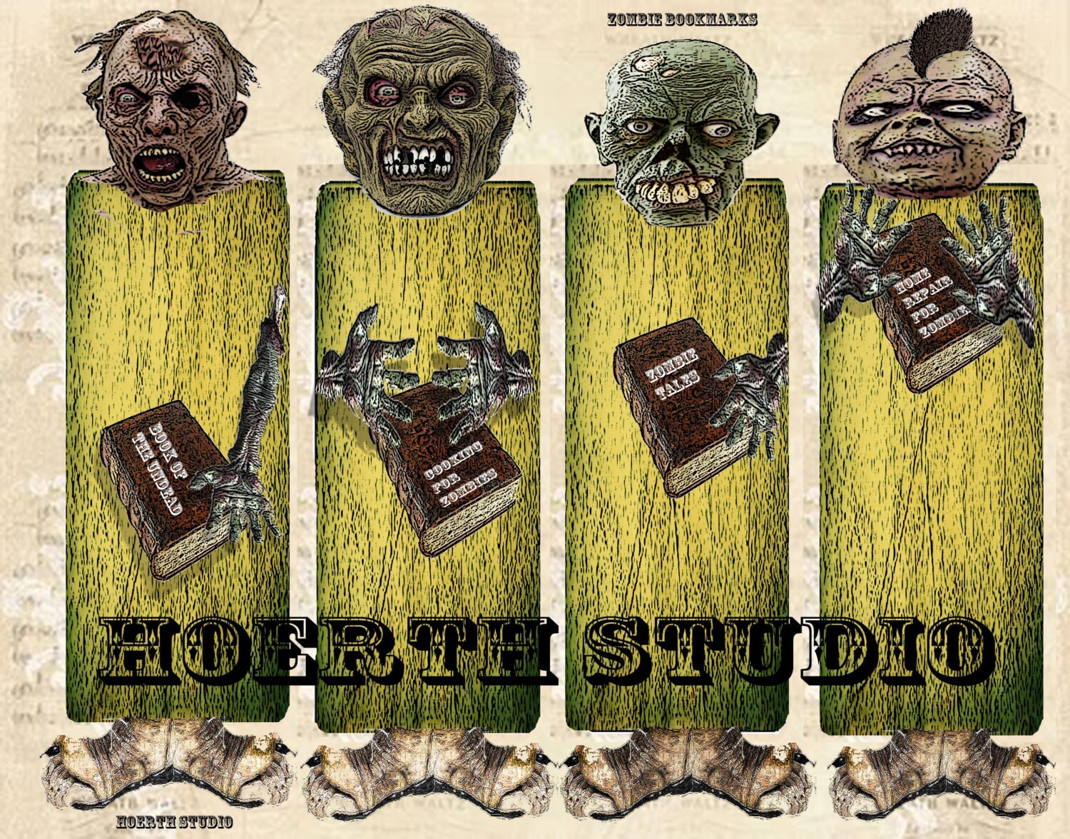 printable halloween zombie bookmarks macabre gothic sci fi