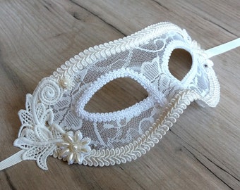Mens Masquerade Mask, Mens Wedding Mask, Ivory Masquerade Ball Mask, Carnival Mask For Men, Venetian Mask, Half Face Mask, Lace Mask