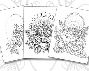 Girls With Tattoos Pack Adult Coloring Pages Magnolias