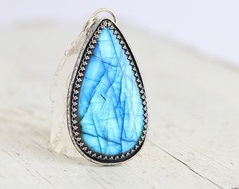 Blue Labradorite Necklace, Mothers Day Gift, Silversmith Necklace, Sterling Silver, Artisan Jewelry, Bohemian Necklace, Jewelry Gift For Her