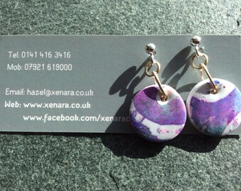 Ideal Mother's Day Gift - Post earrings - Batik look- Polymer clay earrings