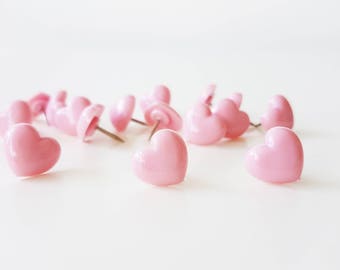10 Sweet Pink Heart Push Pins Thumbtacks