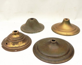 4 Vintage Brass Lamp Chandelier Caps Spacers LAMP PARTs Restore Repurpose
