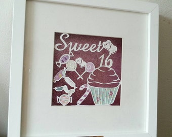 Papercutting template sweet 16 template