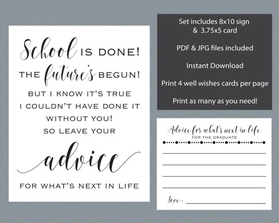 graduation advice sign cards commencement or graduation