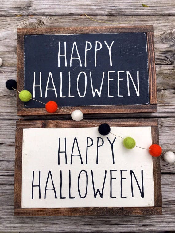 Halloween Decor Wood Sign Halloween Decoration Happy Halloween