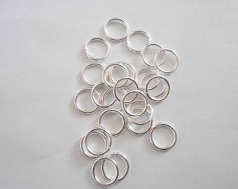 wholesale 10 jump rings open, bright silver plated, 12 mm
