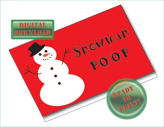 snowman poop printable treat bags tags christmas gift tag