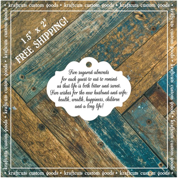 Jordan Almond Favor Tags #803 FREE SHIPPING!
