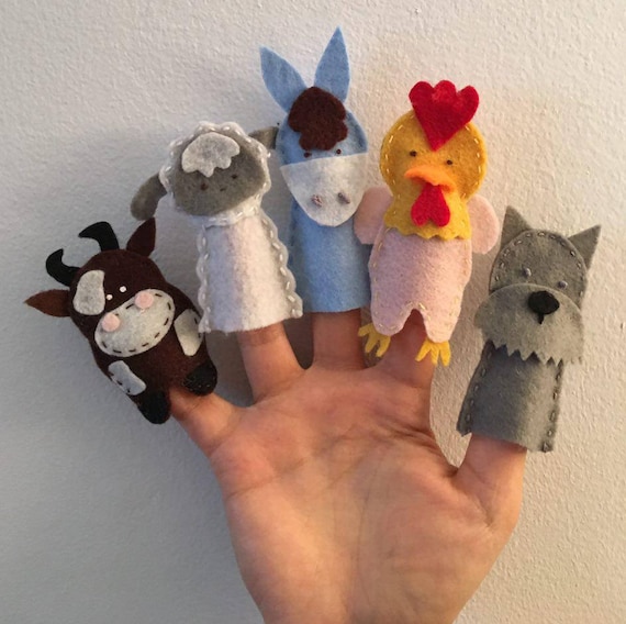 5 Felt Farm Animal Finger Puppets / Educational Puppets