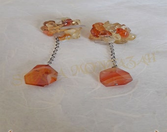 Shara-Earrings 925 sterling silver, Citrine and Carnelian. Exclusive.