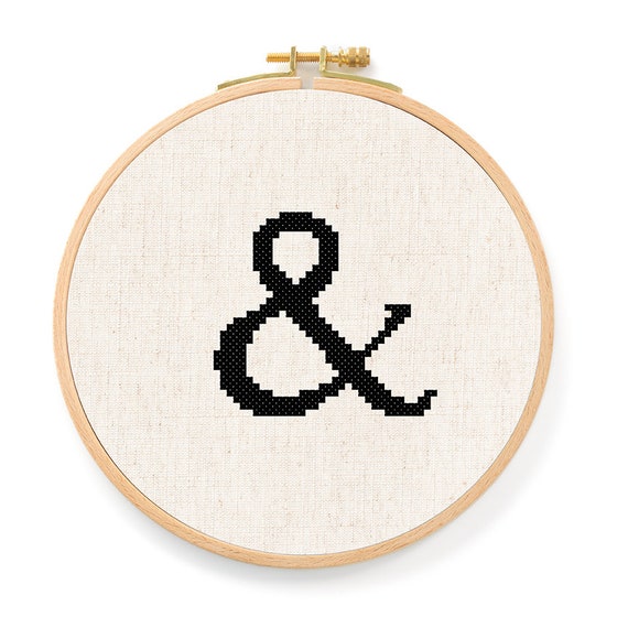 And Symbol Ampersand Cross Stitch Pattern, Modern Simple Cute Counted