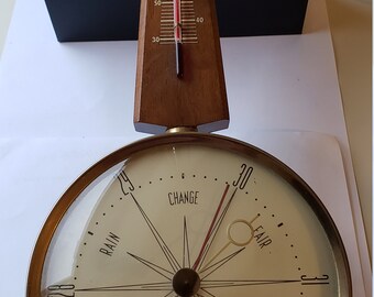 Vintage Sears Barometer/ Brass & Teakwood