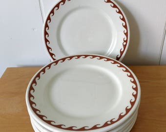 vintage restaurant ware Warwick 1948 set of 6 snack plates