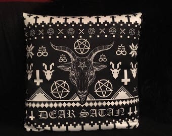 Satanic Christmas Throw Pillow Cover