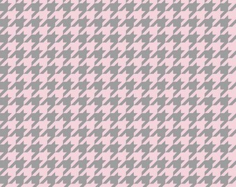 Medium Houndstooth in Baby Pink and Gray by Riley Blake - you pick the cut