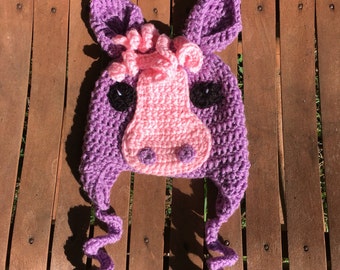 6/9 month pony earflap beanie