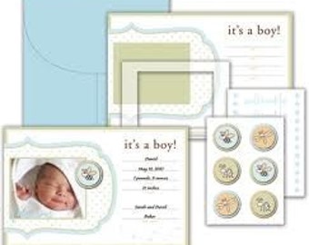 Little Yellow Bicycle Snugglebug Boy Baby Announcement Kit
